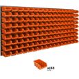 Lot de 153 boîtes S bacs a bec orange pour système de rangement 173 x 78 cm au garage-0