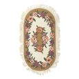MILANO - Tapis à franges avec petites fleurs style bohème chic 57 x 110 cm Beige-0