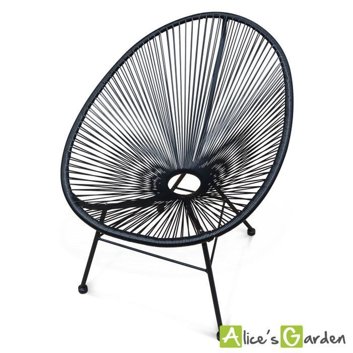 Fauteuil Acapulco Chaise Œuf Design Rétro Cordage Noir Fauteuil Acapulco Chaise Œuf Design Rétro Cordage Noir