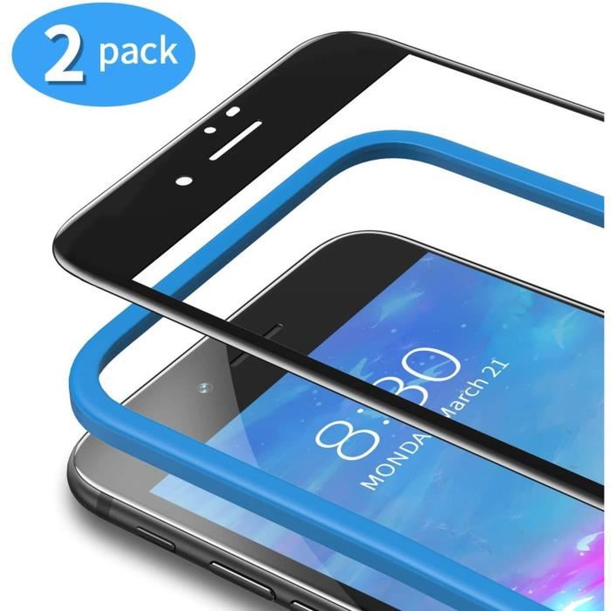 3D Couverture Complète Film Protection en Verre trempé Écran Protecteur Vitre 2 pièces Kit d/'installation Offert Noir Bewahly Verre Trempé iPhone 8 Plus//7 Plus pour iPhone 8 Plus//7 Plus
