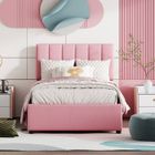 PUGSDRLY Lit d'enfant Lit coffre Lit capitonné 90x200 cm lit de rangement hydraulique lit simple Rose