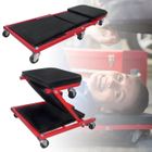 Chariot de Visite Mécanicien - HENGMEI - 2 en 1 - Pliable - 6 roulettes - Charge 150 kg