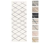 TESSO LIVING Shaggy Tapis Couloir 80x200 cm Crème Anthracite Dessin Diamant , Tapis Salon Longs Extra Doux