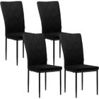 WOLTU Lot de 4 Chaises Salle à Manger, Chaise de Cuisine en Velours, Siège Rembourré, Pieds en Métal, Noir W0ATT0048-4