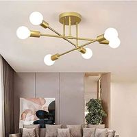Lustre Plafonnier Industriel, 6 lumières E27 Éclairage de Plafond en Metal, Or, Retro Lampe de Plafond pour Salon Cuisine Chambre