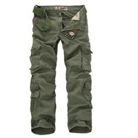 Pantalon Cargo Hommes Multi-poches Larges Grande taille en plein air Vert