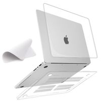 TECOOL Coque pour MacBook Pro 14 Pouces 2021 avec Puce M1 Pro/Max, Étui Rigide Mac Book Pro 14 A2442 + Chiffonnette, Transparent
