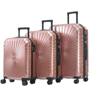 SET DE VALISES Ensemble de valise 3 pièces-taille M-L-XL-matériau PVC-4 roues-serrure douanière TSA-motif cool-rose