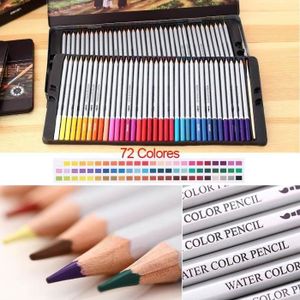 CRAYON DE COULEUR Lot de 72 Crayons de couleur crayon aquarelle avec Boîte d'étain