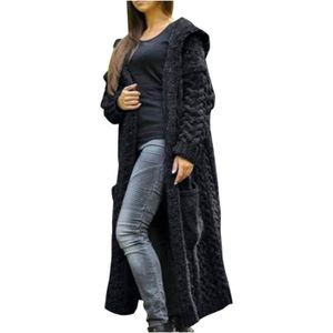 MANTEAU - CABAN Manteau - manteau cardigans femme long hoodie monocolore chaud classique trekking combinaison Noir