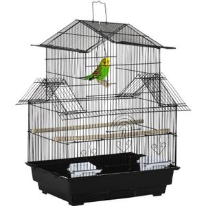 VOLIÈRE - CAGE OISEAU Cage à oiseaux design maison  50x41x63cm Noir