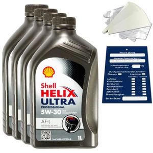 HUILE MOTEUR 4 litres d'huile moteur Shell Helix Ultra Professional AF-L 5W30 550040619 ACEA C1 SET