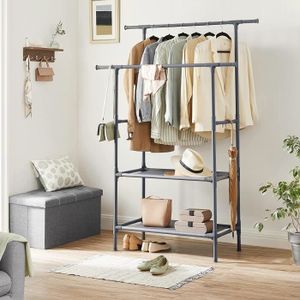Penderie Métal COUNTRY Relaxdays - Design Maison De Campagne, Noir, 172x105x45 Cm - Idéal Pour Chambre & Couloir