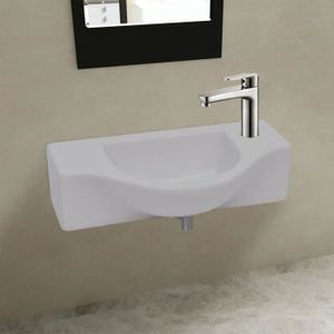 LAVABO - VASQUE Vasque à trou pour robinet céramique Blanc pour salle de bain