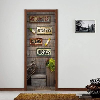 Sticker Mural 3D Porte Bibliothèque – 77x200 Cm PVC Auto-Adhésif Imperméable Amovible – Décoration Illusion Réaliste Maison