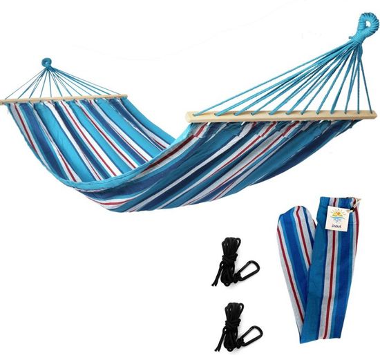 Hamac Rocktrail Rayures Bleues – Toile Solide – Capacité 150 Kg – Neuf