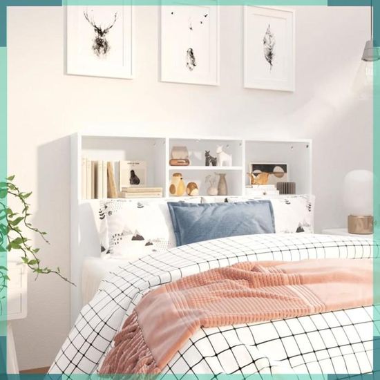 Tête De Lit Avec Rangement - 120x19x103,5 Cm - Bois Chêne Sonoma - 4 Compartiments - Design Contemporain
