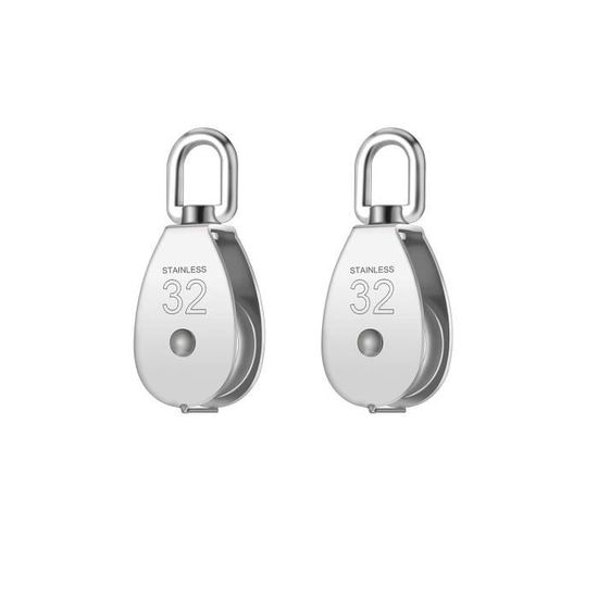 Poulie Double M32 En Acier Inoxydable - Capacité 250 Kg, Roulements Lisses, Pour Escalade, Sauvetage, Levage - Double Roue En U Polyvalente