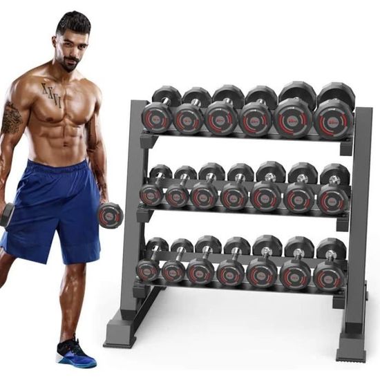 Ensemble d'haltères musculation - SPORTNOW - 6-en-1 - 25 kg - haltère, kettlebell, barre de