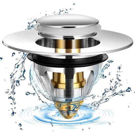 Bonde De Lavabo, Bouchon Lavabo Salle De Bain 34-40mm, Universel Pop-Up