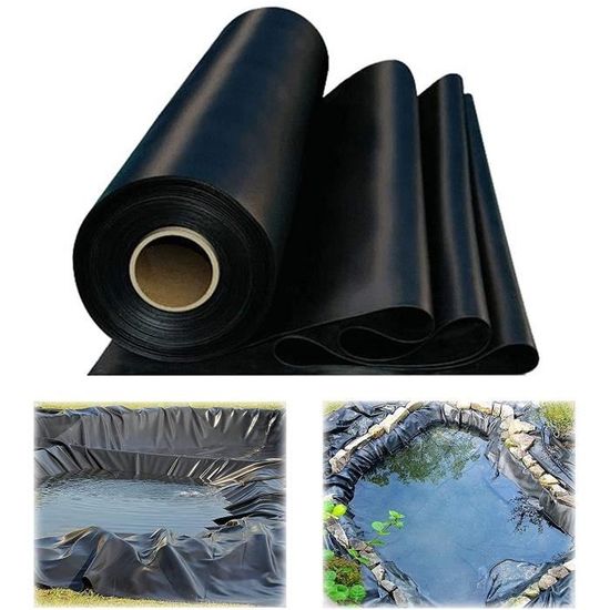 Doublure D'Étang Noir 3x5m Épaisseur 0.2mm - Bâche HDPE Pour Bassin, Piscine, Jardin Aquatique