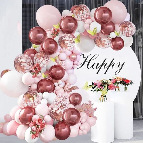 Kit Arche Ballon Or Rose 102 Pièces - Guirlande Ballons Anniversaire Mariage Fête