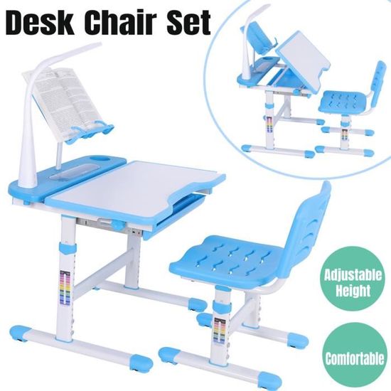 Ensemble de chaise de bureau pour enfants avec bureau pour enfants, réglable en hauteur, Table de travail-VIQ