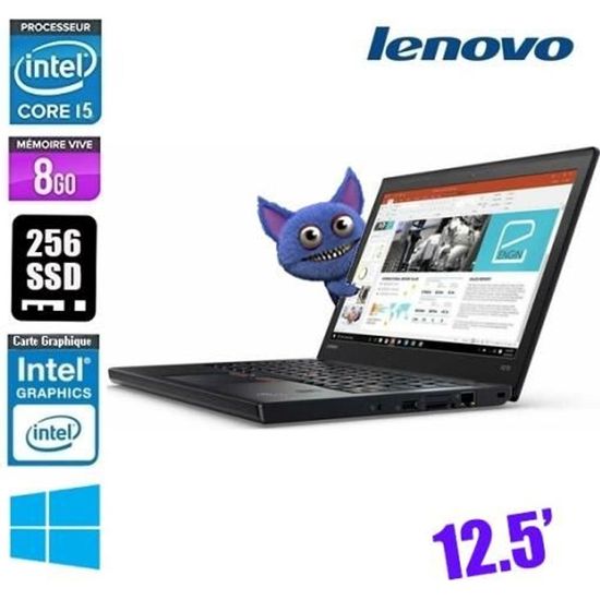 Ordinateur portable Lenovo ThinkPad X270 Noir I5 7ème 8 Go RAM 120 Go SSD