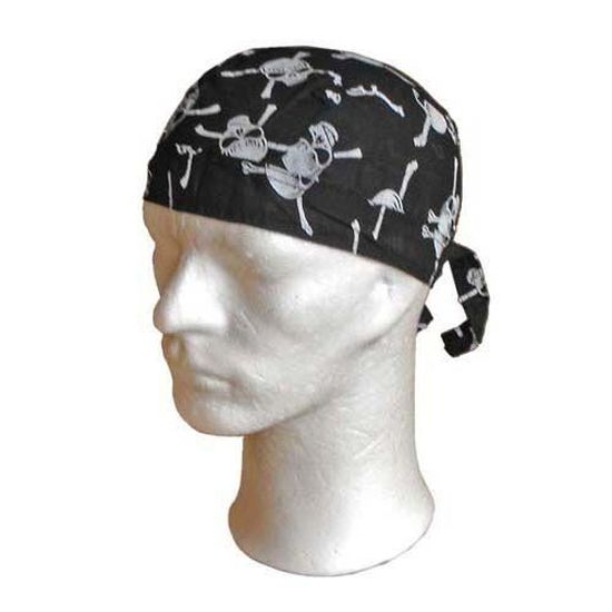 BANDANA NOIR PREFORME TETE DE MORT 100 % COTON - Prêt-à-Porter