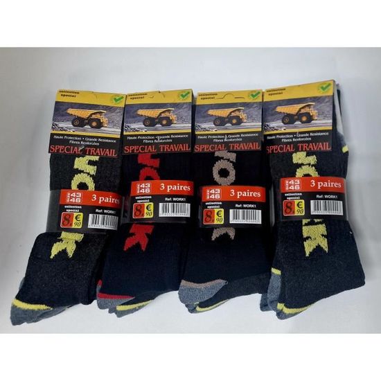 Lot De 6 Paires De Chaussettes De Travail Good Year - Liseré Blanc, Coton, Neuves Avec étiquettes