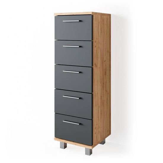 Meubles Bain Ilias, Chêne Doré/anthracite, 2 Pièces, Meuble Bas 80 Cm
