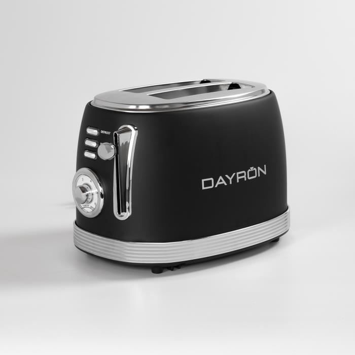 Retro Toaster 850W NoirArgent Dayron Cdiscount Electroménager