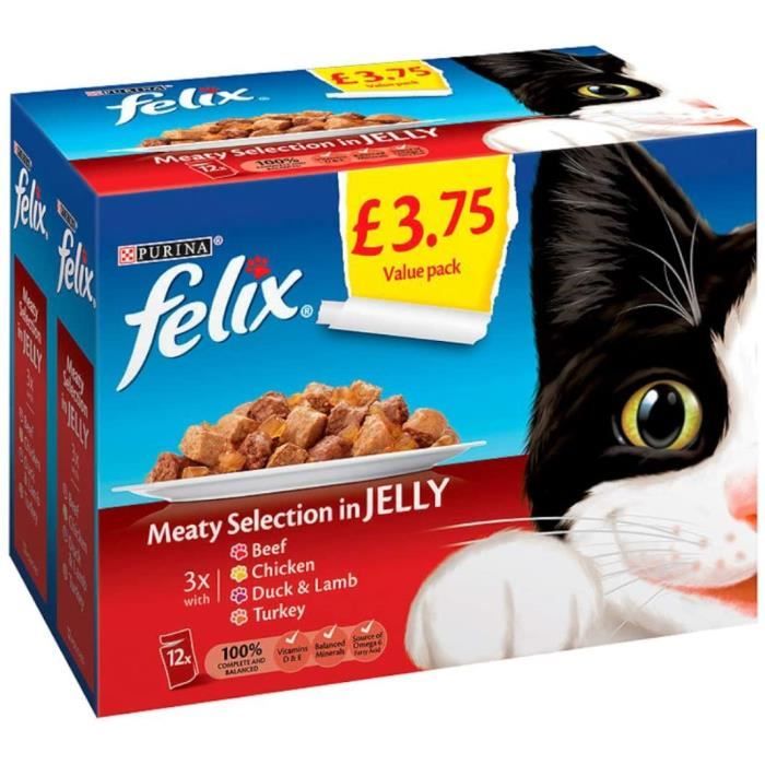 Nourriture pour chats Felix Pouch Boeuf Sélection en Gelée 12pk £ 3.75, 100 g 38844