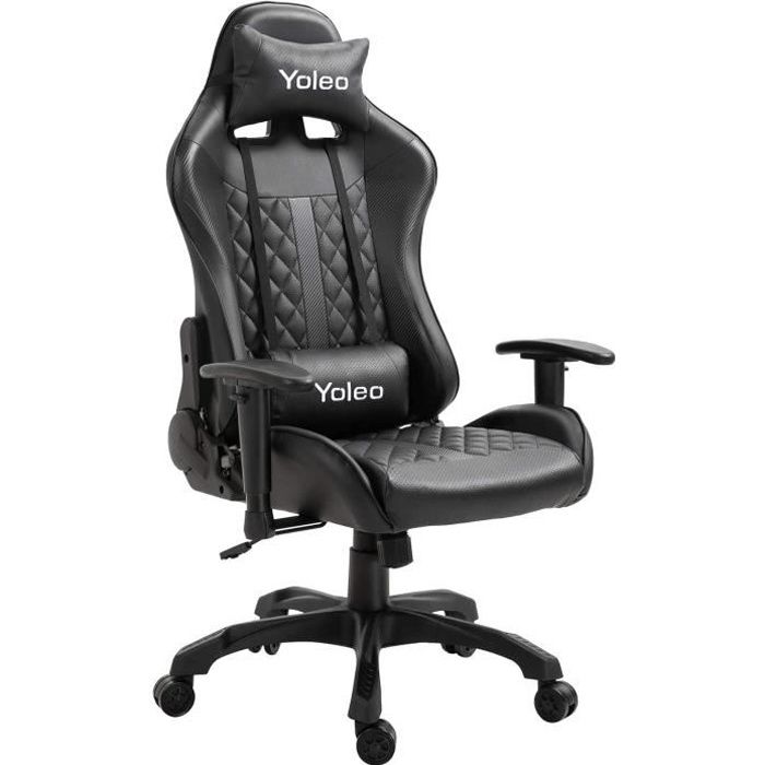 Chaise de bureau GAMING fauteuil ergonomique avec coussins - noir