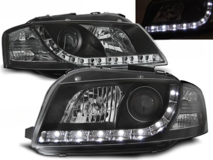 Paire de feux phares Audi A3 8P 03-08 Daylight led noir