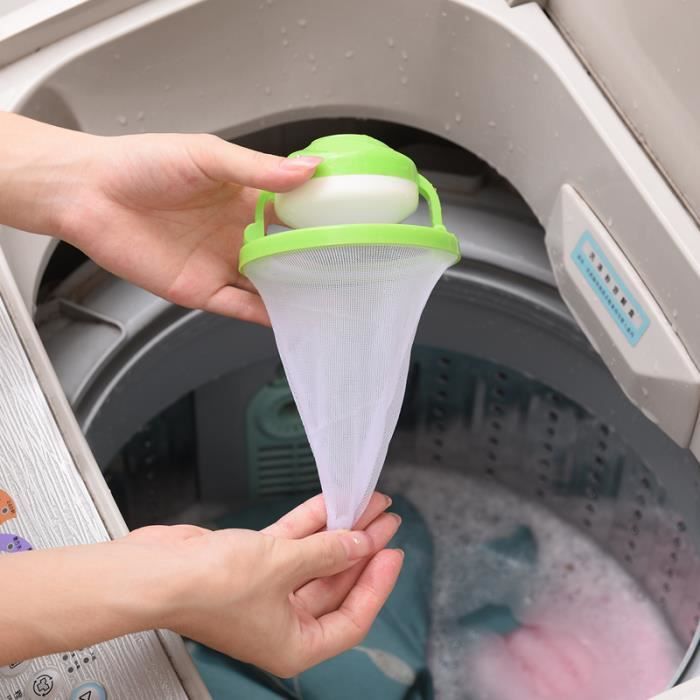 DREAMTE - Filtre Attrape-Poils Anti-Peluches - Boule Flottante Réutilisable nettoyage boule sacs à filtre pour Machine à Laver -Vert