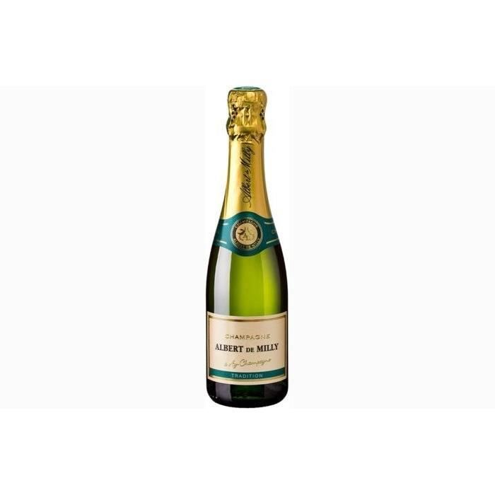 12 bouteilles - Champagne blanc - Effervescent - Albert De Milly TRADITION Blanc 12x37,5cl