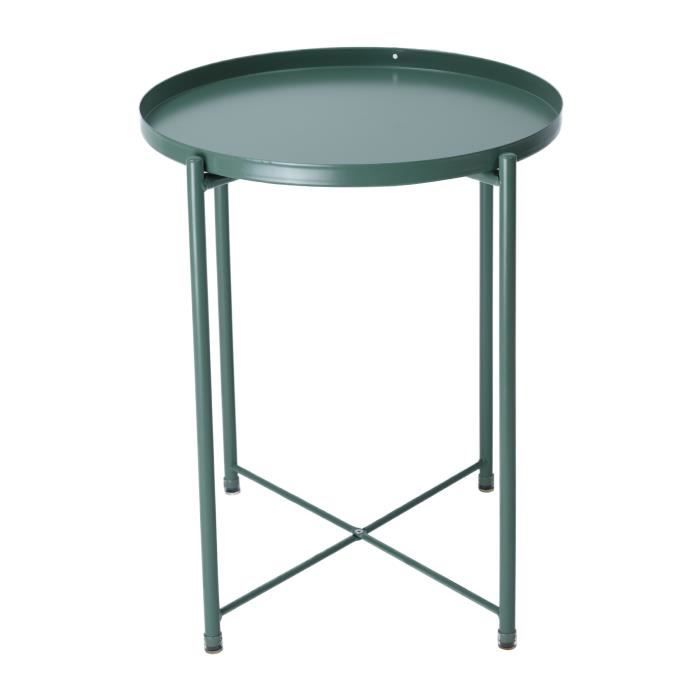 Table basse ronde moderne en métal antidérapant Table d'appoint robuste pour salon intérieur extérieur lit chambre_Vert