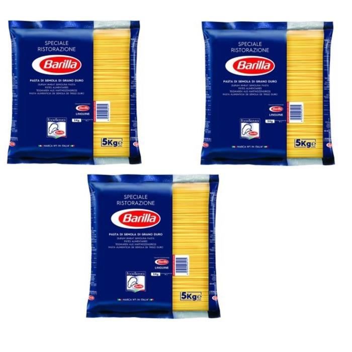 BARILLA Pâtes Linguine - Lot de 3 Paquets de 5 kg