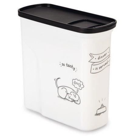 CURVER Conteneur de nourriture Le Diner est servi - 1 kg - 2 L - Blanc et noir - Pour chien