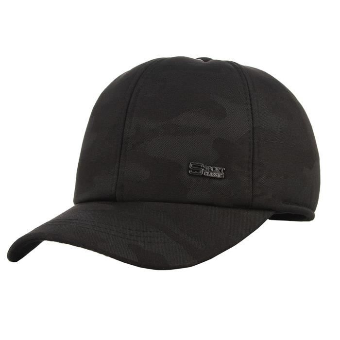 EOZY Casquette Homme avec Cache-oreilles Réglable Epais Hip-hop Chapeau de Base-ball Anti-UV Sport Loisir Camouflage Sombre