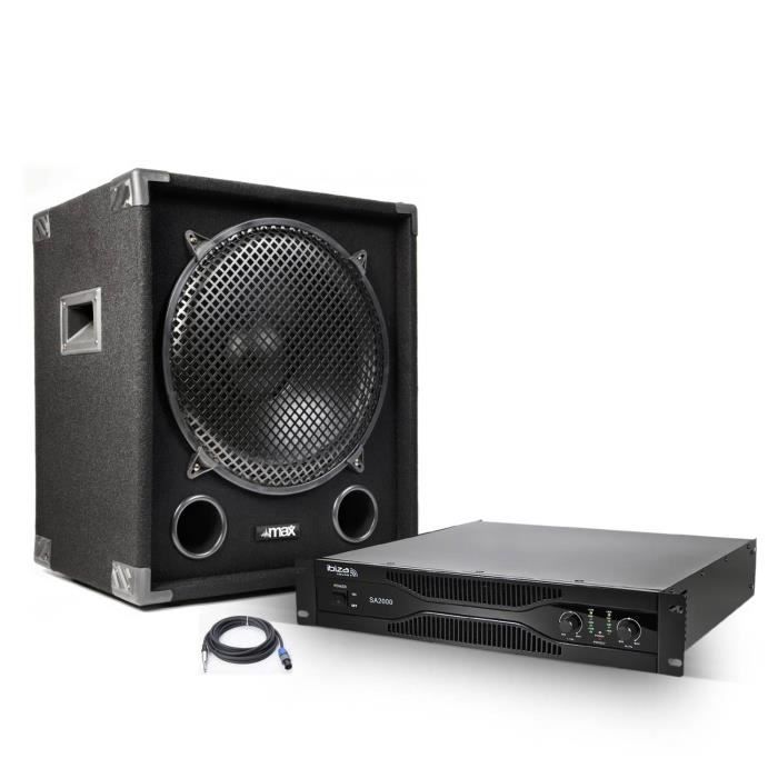 Amplificateur sono 2x1000 W + Caisson de basse 1200 W + Câblage nécessaire