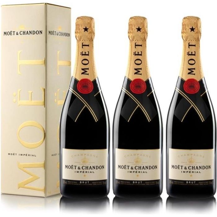 Lot 3 Champagnes Moët & Chandon Brut Moët Imperial 75cl avec étuis