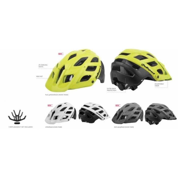 POLISPORT - Casque VTT E3 - Gris foncé - Jaune Fluo - taille M