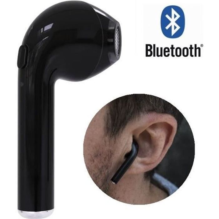 Oreillette Bluetooth sans fil Kit Mains-libres Universel Noir
