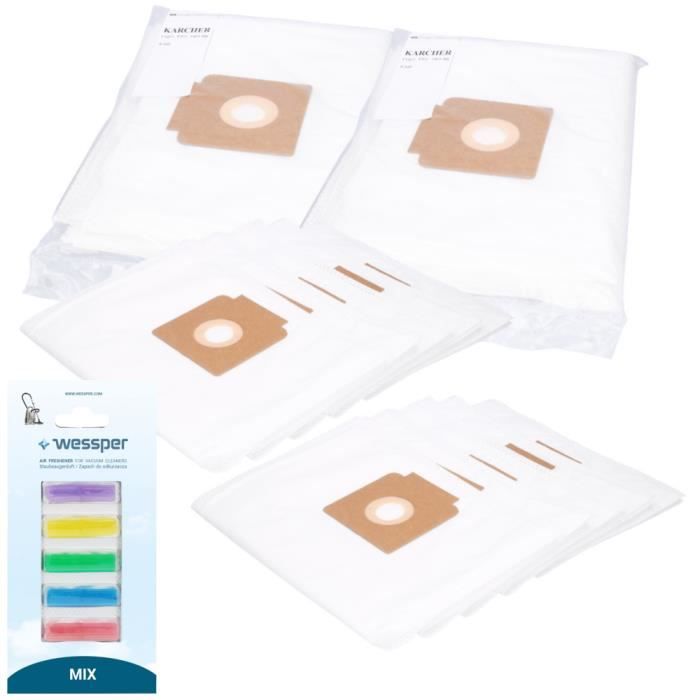 10 sacs d'aspirateur synthétiques et un mélange de parfums pour l'aspirateur KARCHER T 7/1,T 9/1,T10/1