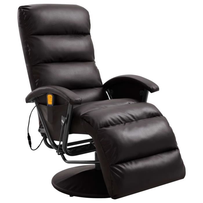 Fauteuil de massage électrique Fauteuil relax Relaxation TV Marron Similicuir