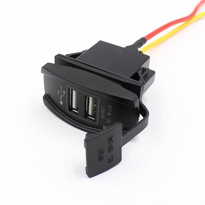 12-24 Prise d'Allume-Cigare double port USB de voiture pour iPad iPhone GPS portable avec LED(Noir)