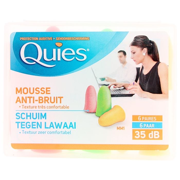 Quies Protection Auditive Mousse Confort 6 paires Fluo