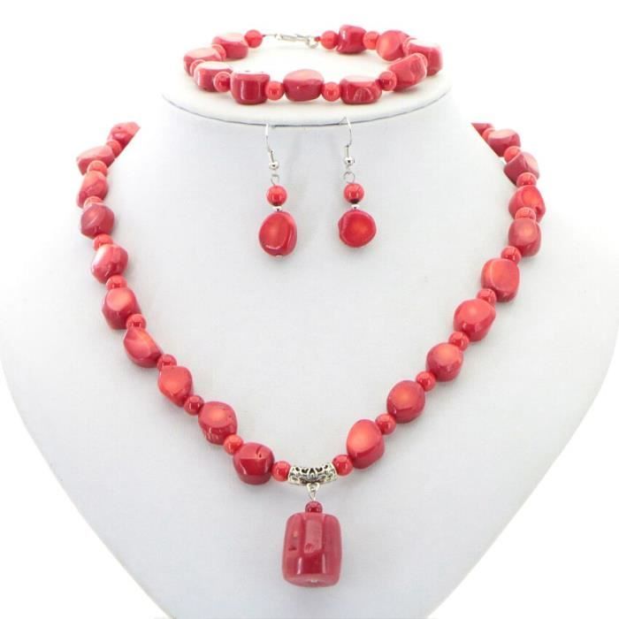 Pendentif en pierre naturelle, corail rouge, forme irrégulière, Isolation, perles rondes, collier, Bracelet, boucle QT36693923